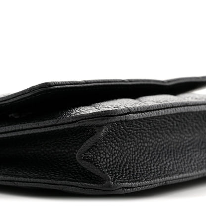 Caviar Quilted Wallet on Chain WOC Black