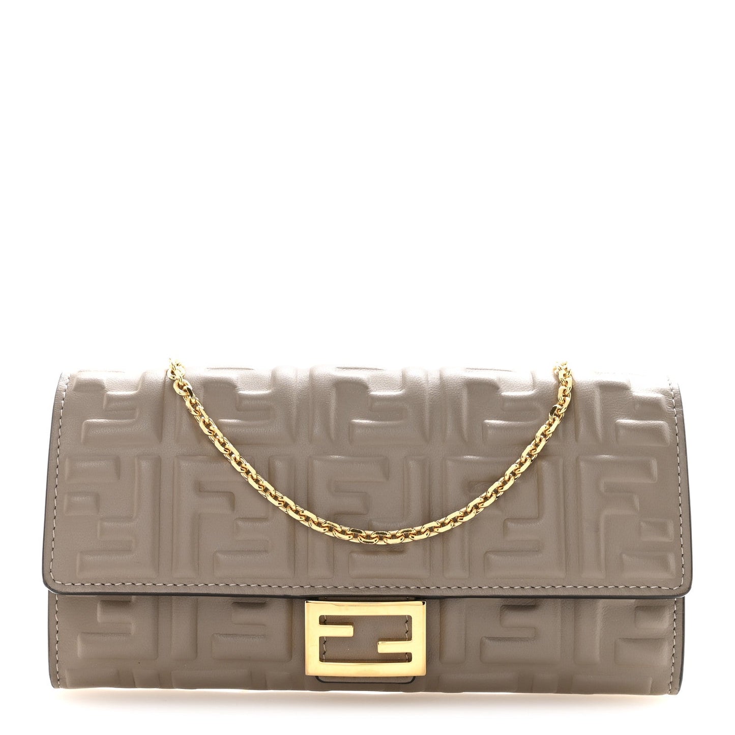 Nappa Matisse FF Embossed Continental Wallet On Chain Tortora