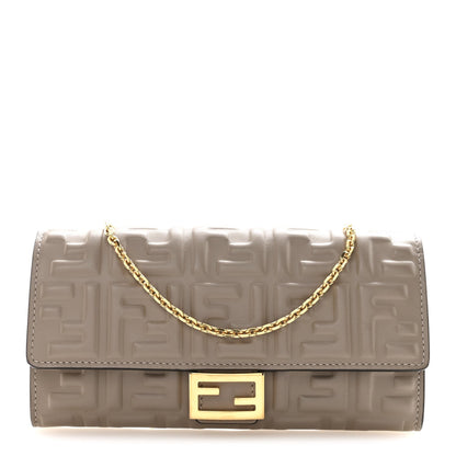 Nappa Matisse FF Embossed Continental Wallet On Chain Tortora