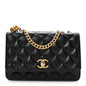 Lambskin Quilted Pillow Crush Wallet On Chain WOC Black