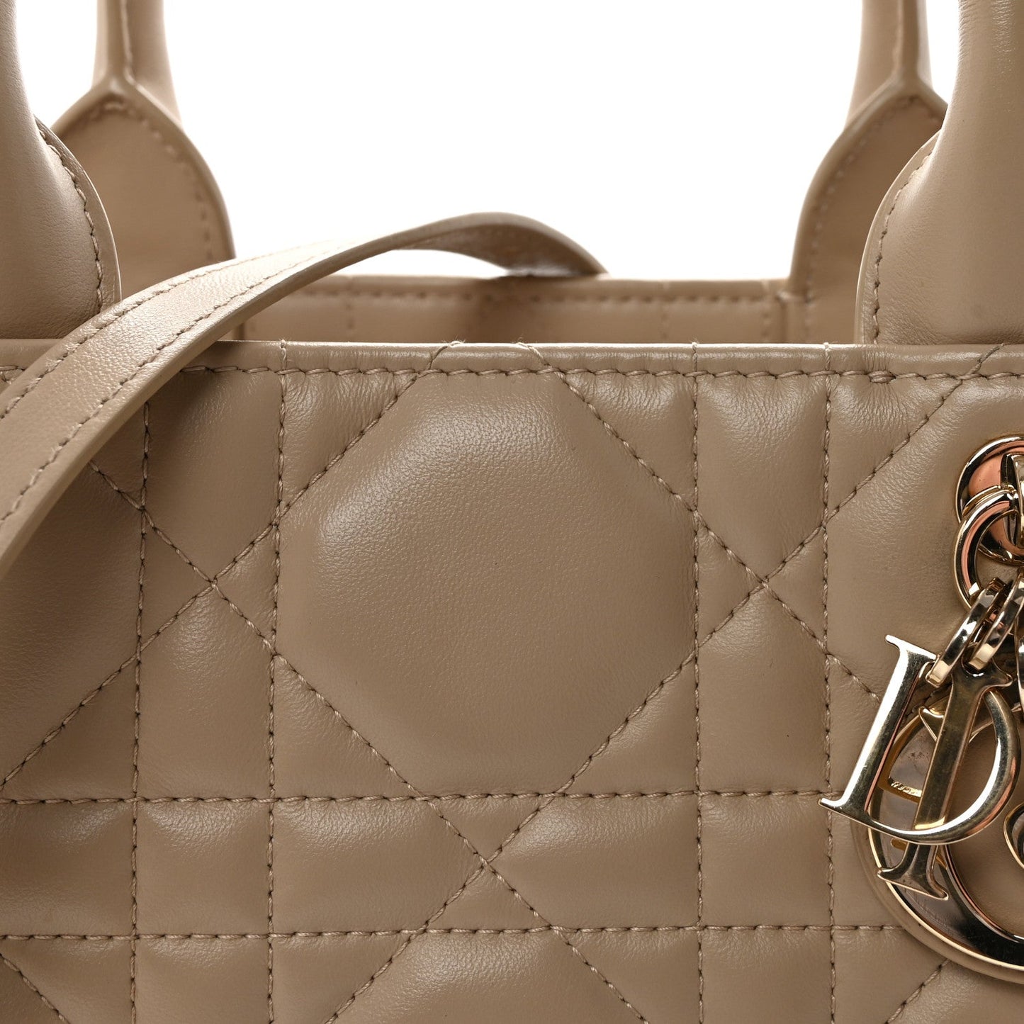 Calfskin Macro Cannage Small Book Tote Taupe