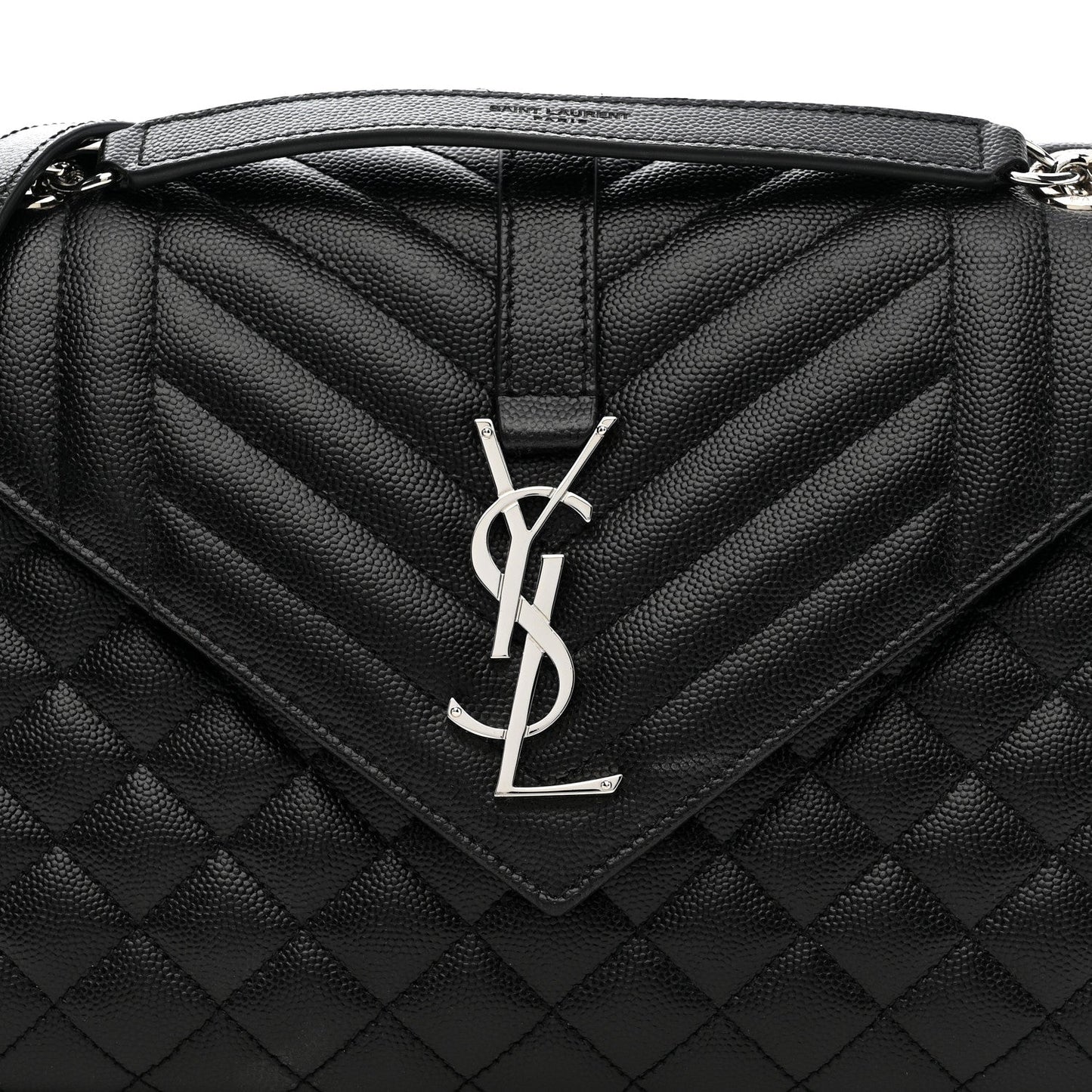 Grain De Poudre Textured Mixed Matelasse Triquilt Medium Monogram Satchel Black