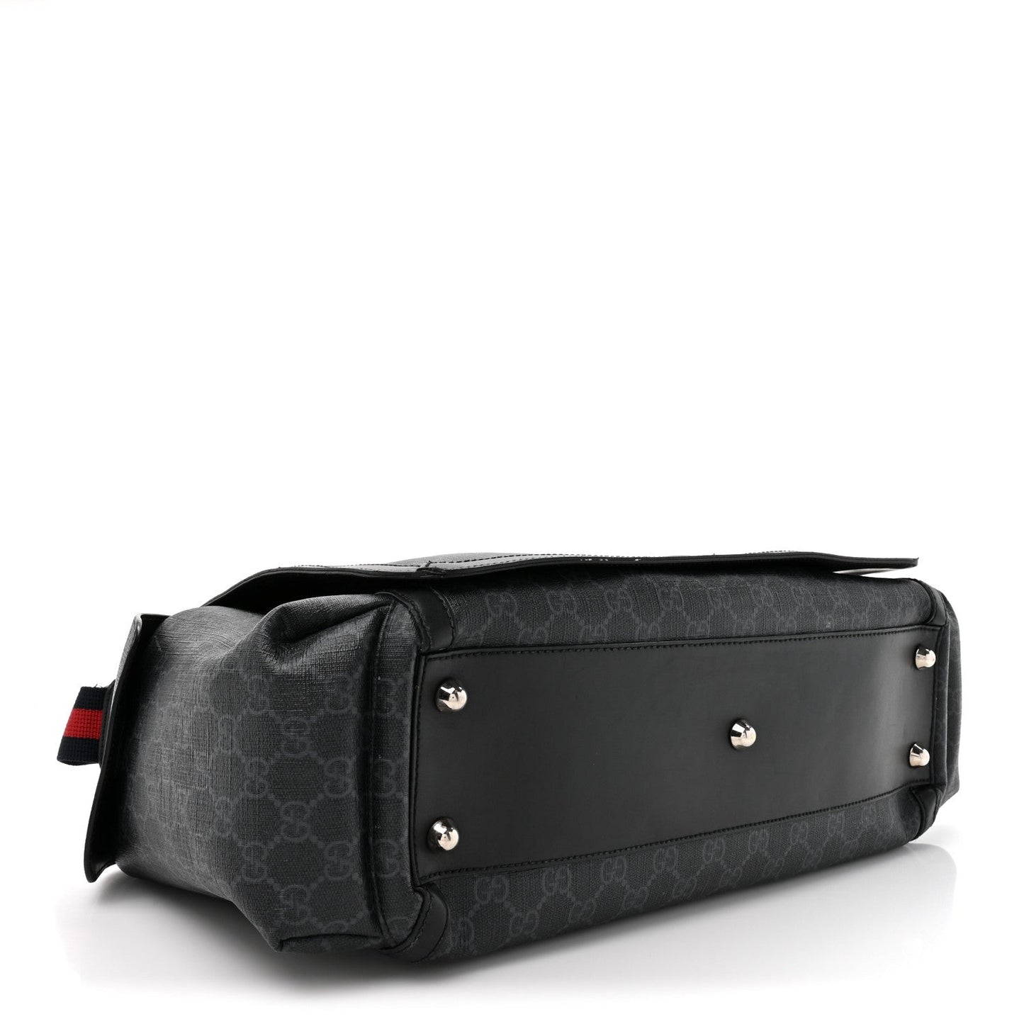 GG Supreme Monogram Web Messenger Diaper Bag Black Grey