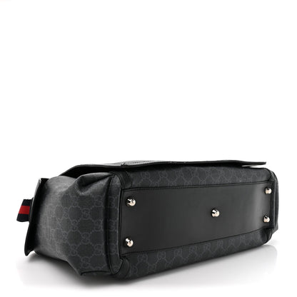 GG Supreme Monogram Web Messenger Diaper Bag Black Grey