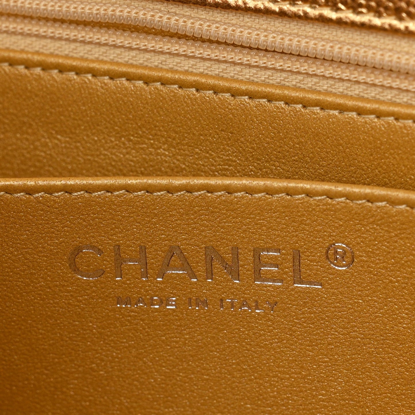 Metallic Caviar Quilted Top Handle East West Flap Gold