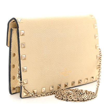 Vitello Rockstud Envelope Wallet on Chain Ivory