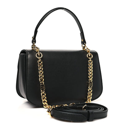 Roxy Calfskin Small Blondie Top Handle Shoulder Flap Bag Black