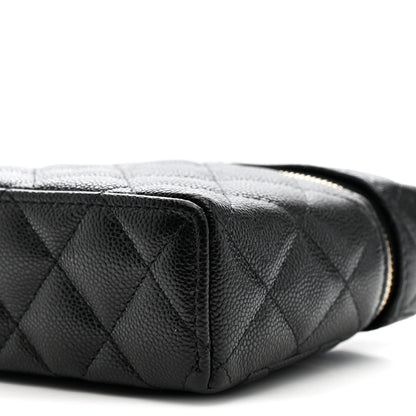 Caviar Quilted Top Handle Slim Vanity With Chain Black
