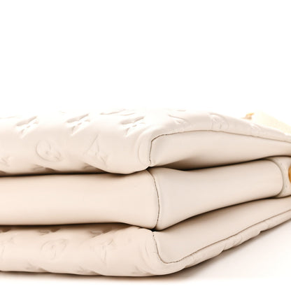 Lambskin Embossed Monogram Coussin PM Beige Cream