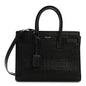 Calfskin Crocodile Embossed Baby Sac De Jour Black