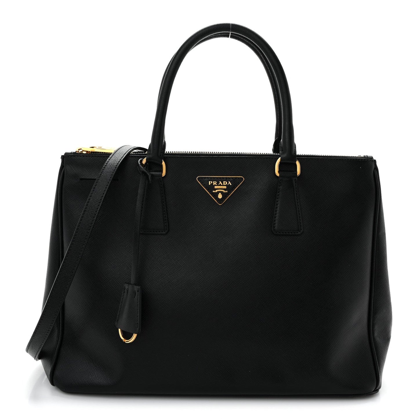 Saffiano Medium Galleria Double Zip Tote Black