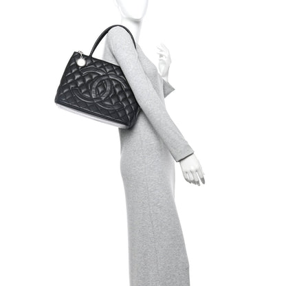 Caviar Quilted Medallion Tote Black