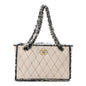 Tweed Calfskin Tweedy Shopping Tote Beige