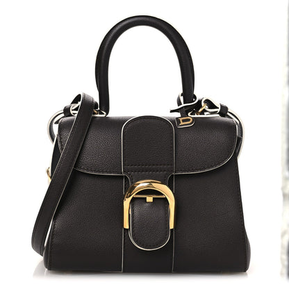 Grained Calfskin Bi-Color Brillant Mini Satchel Black