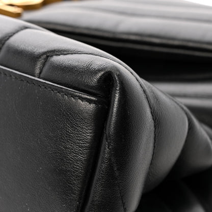 Calfskin Y Quilted Monogram Medium Loulou Chain Satchel Black