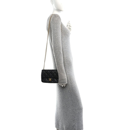 Caviar Quilted Mini Sweetheart Rectangular Flap Black