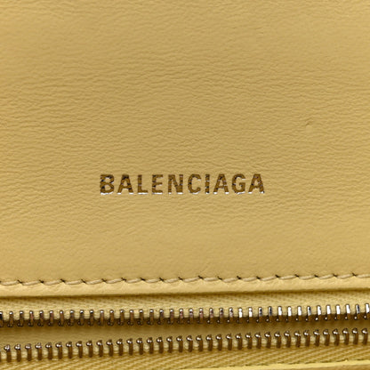 Calfskin Crocodile Embossed Small Hourglass Top Handle Bag Pale Yellow