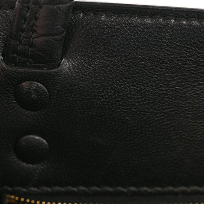 Calfskin Crocodile Embossed Medium Sharp Tote Black