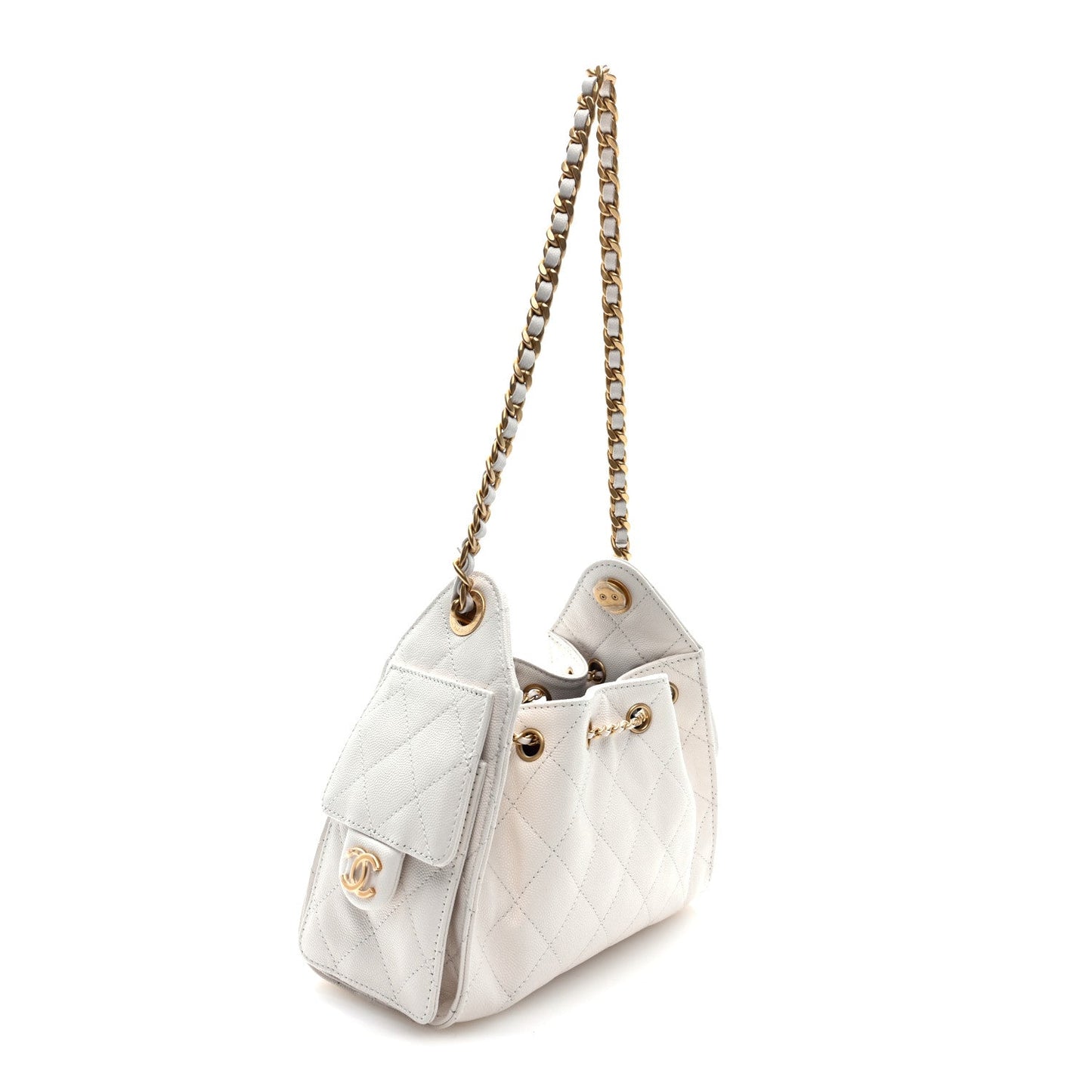 Caviar Quilted Mini Chanel 25 Handbag White