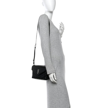 Calfskin Y Quilted Monogram Toy Loulou Crossbody Bag Black
