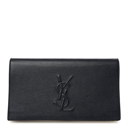 Calfskin Monogram Large Belle De Jour Clutch Navy