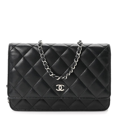 Lambskin Quilted Wallet On Chain WOC Black