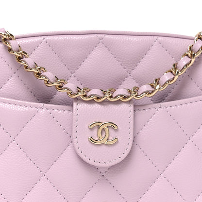 Caviar Quilted Chain Camera Bag Light Purple