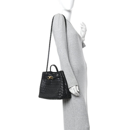 Nappa Intrecciato Medium Andiamo Shoulder Bag Black