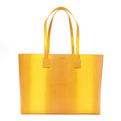 Calfskin Lizard Embossed Medium London Tote Marigold