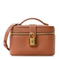 Grained Calfskin Low Key Vanity Pouch Cognac