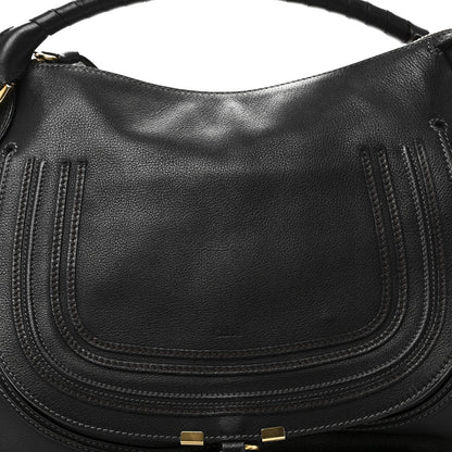 Calfskin Large Marcie Satchel Black