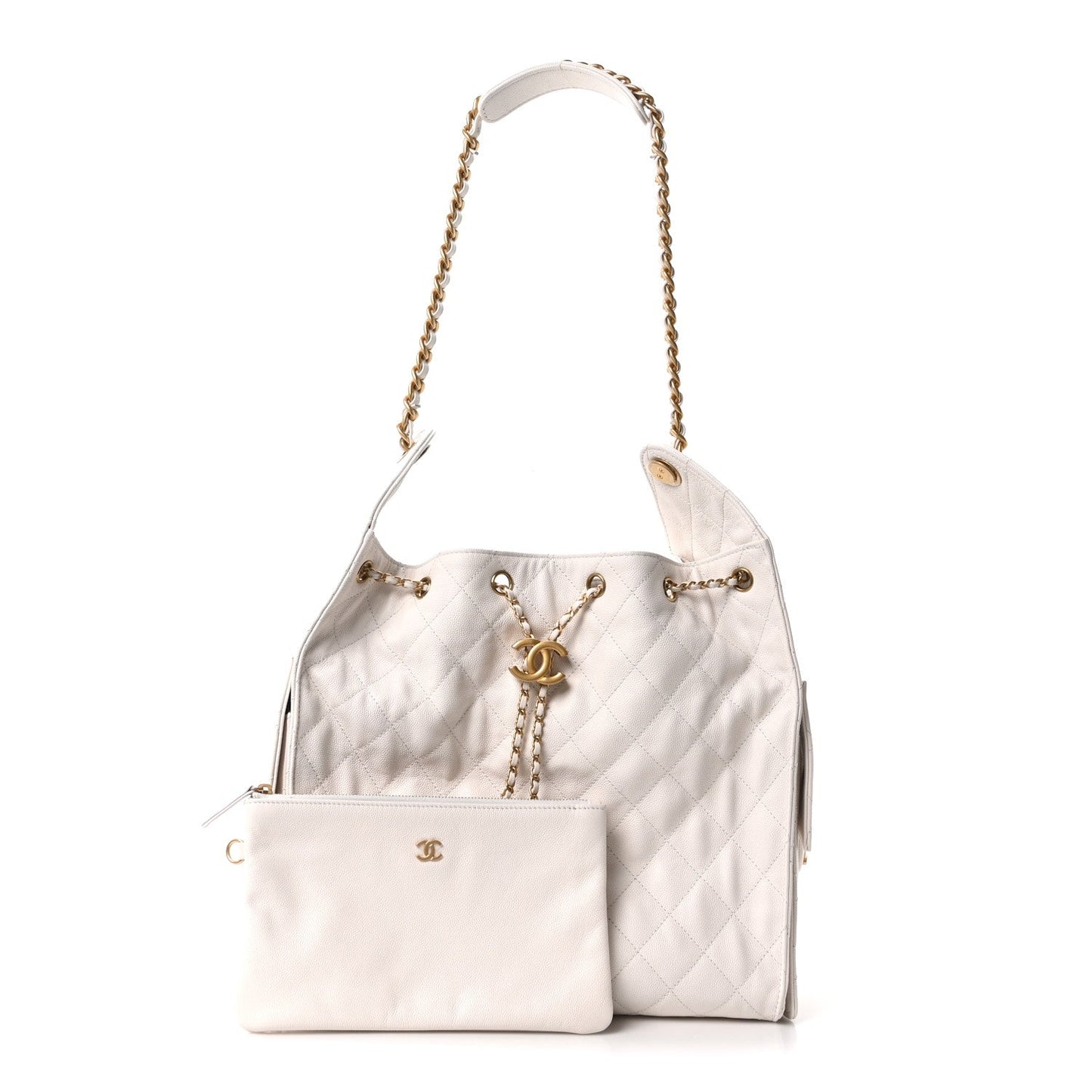 Caviar Quilted Medium Chanel 25 Handbag White
