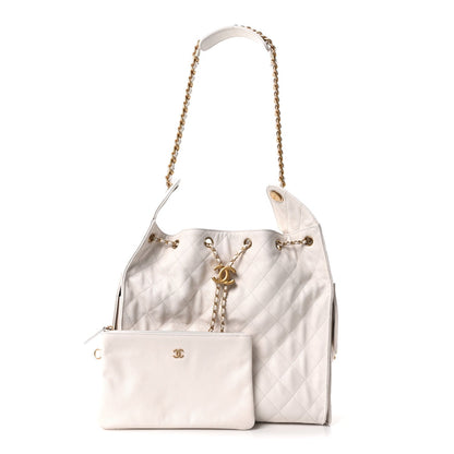 Caviar Quilted Medium Chanel 25 Handbag White