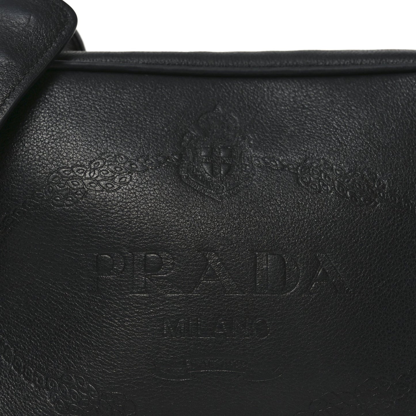 Glace Calfskin Embossed Logo Crossbody Black