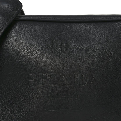Glace Calfskin Embossed Logo Crossbody Black