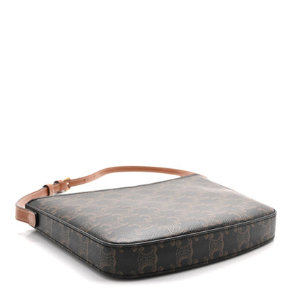 Triomphe Canvas Calfskin Medium Croque Bag Tan