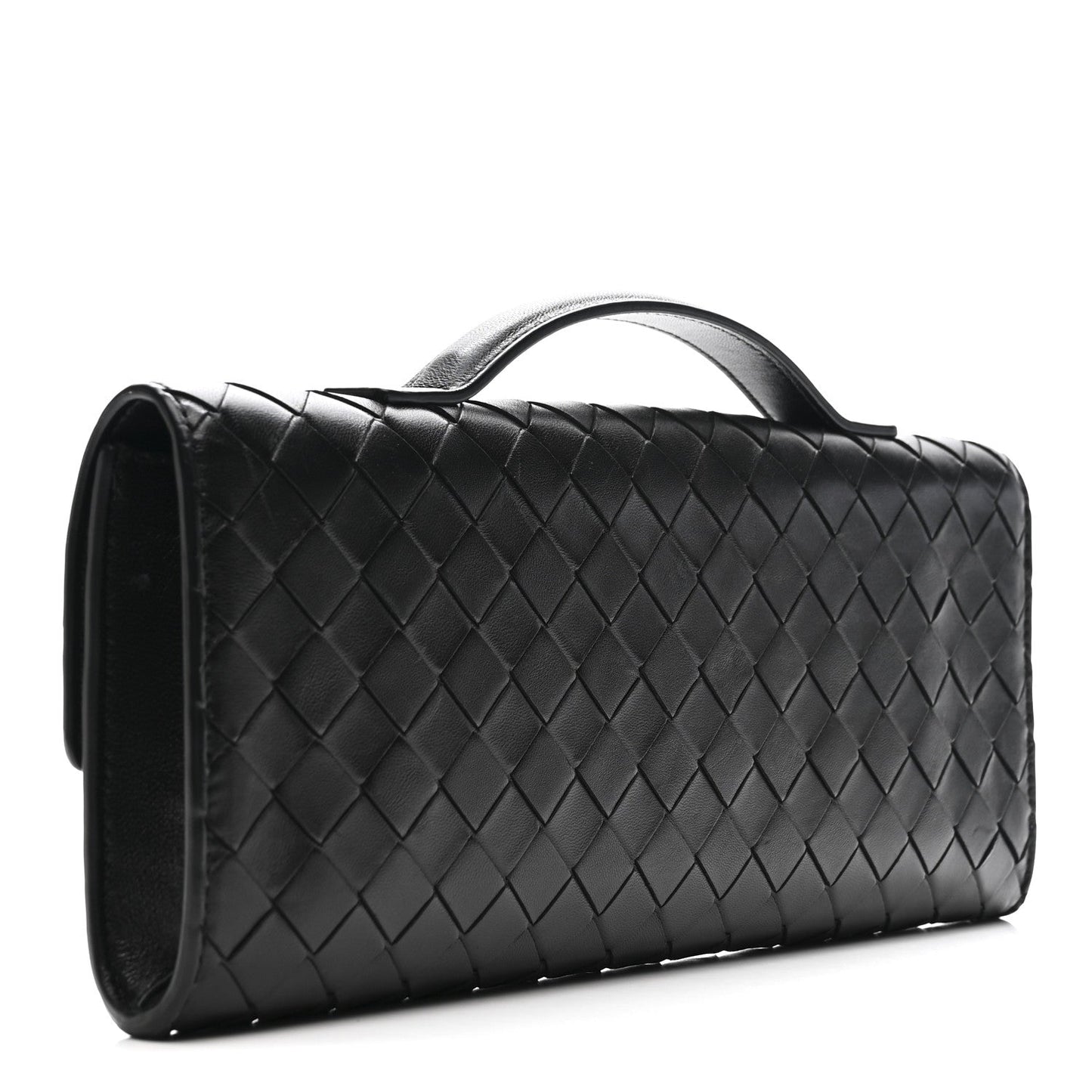 Nappa Intrecciato Long Andiamo Top Handle Clutch Black