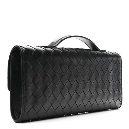 Nappa Intrecciato Long Andiamo Top Handle Clutch Black