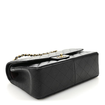 Caviar Quilted Jumbo Double Flap Black