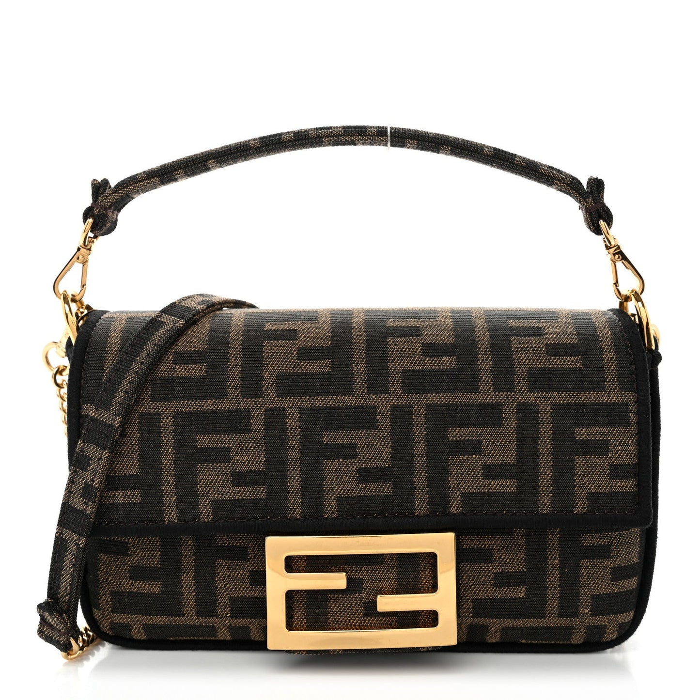 Fabric Jacquard FF 1974 Mini Baguette Tobacco Moro Black