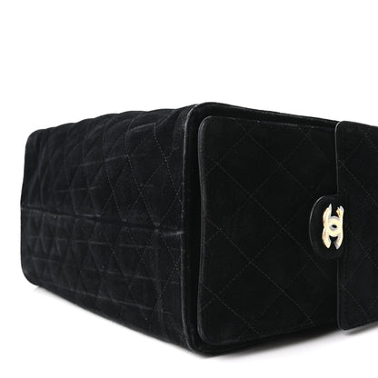 Suede Quilted Medium Chanel 25 Handbag Black
