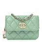 Lambskin Resin Quilted Mini Heart Flap Light Green