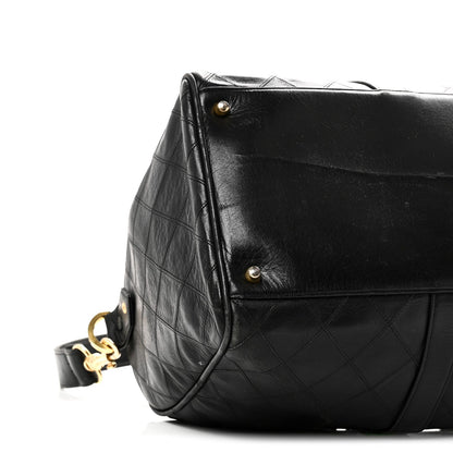 Calfskin Stitched Duffle Travel Bag Black