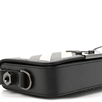 Saffiano Striped Mini Diag Binder Clip Bag Black White Yellow