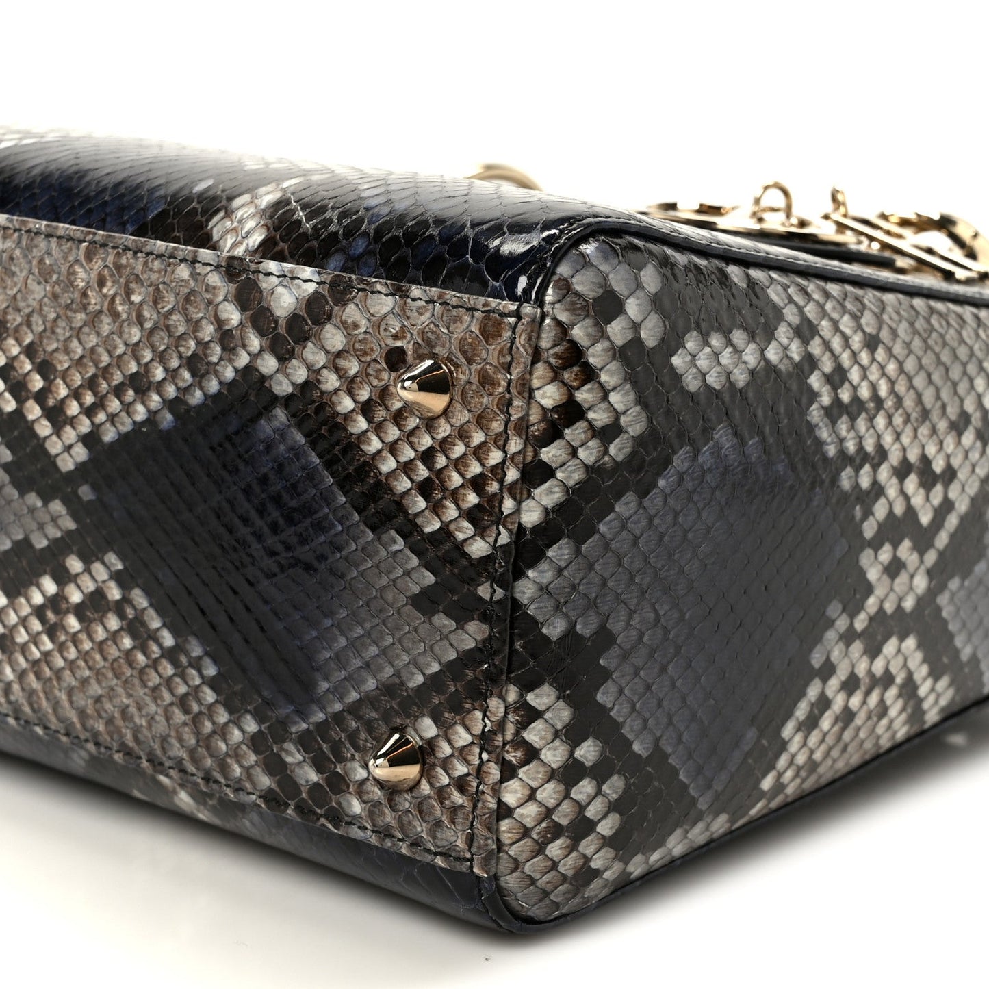 Snakeskin Small Lady Dior Bleu Multicolor