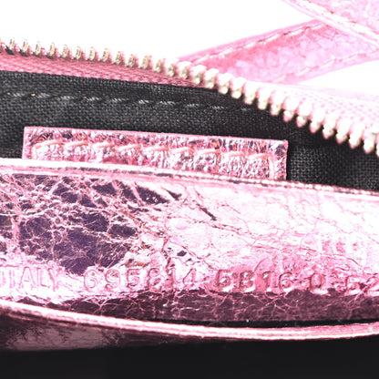 Metallic Agneau Arena Crystal Le Cagole Mini Purse With Chain Met Pink