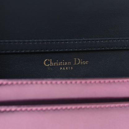 Metallic Patent Micro-Cannage Diorama Wallet on Chain Pouch Pink