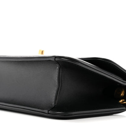 Lambskin Calfskin Mini Chocolate Bar Flap Bag Black