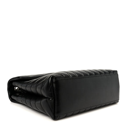 Calfskin Y Quilted Monogram Medium Loulou Chain Satchel Black