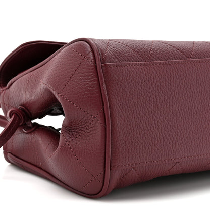 Grained Calfskin Stitched Urban Essentials Small Shopping Bag Burgundy